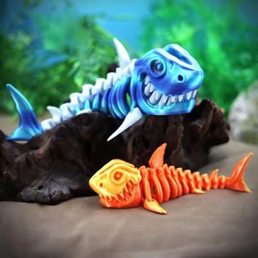 Multi-jointed Movable 3D Printed Shark Model Handmade Simulation Shark  Tabletop Ornament