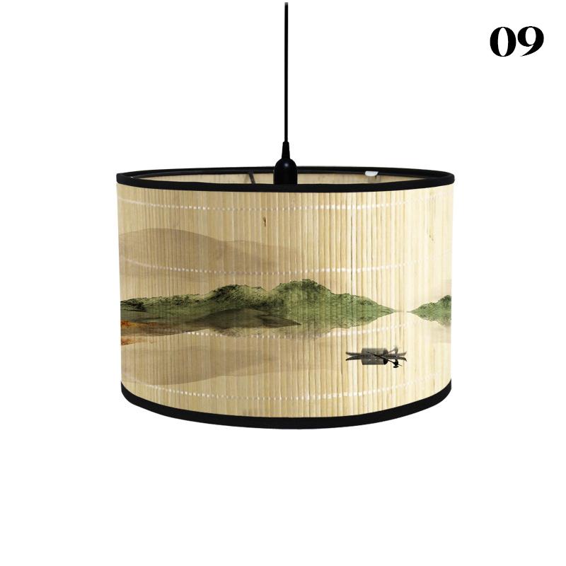 Chinese Retro Style Handmade Bamboo Lamp Shade  Flower Print Lampshade Home Decor Chandelier E27 Lampshade Crafts
