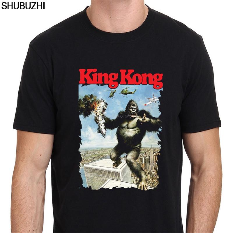 KING KONG 80s Vintage Movie Mens TShirt Black Fashion Summer Top Tees New Cotton Tops Black Teeshirt Sbz4263