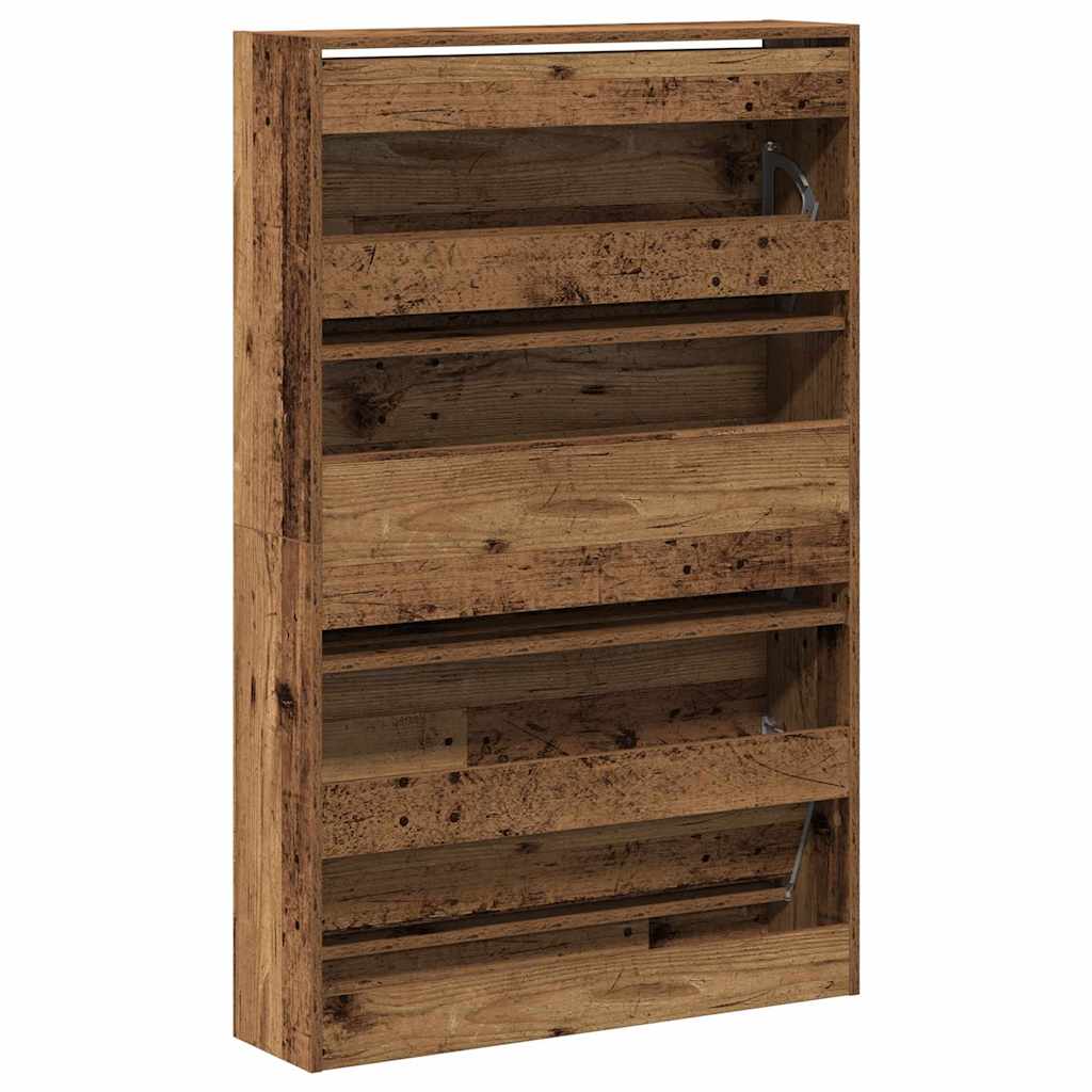Shoe Cabinet with Shelf Rustic Wood Finish 80 x 21 x 125.5 cm Engineered Wood