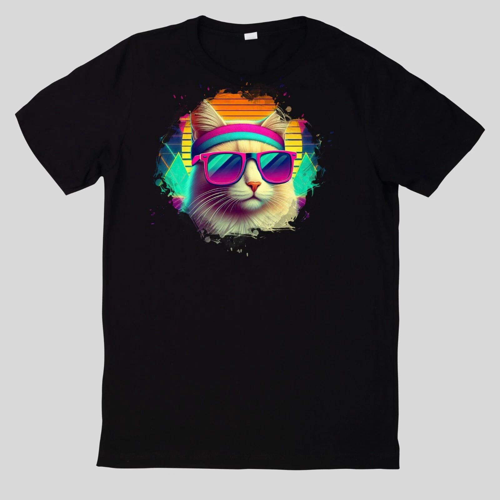 T-Shirt Aquarell Retro coole Katzen XL