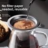 800 Mesh Filter Stainless Steel Coffee Dripper Paper Free Steel Filter Reusable Coffee Filter Brewing Tool Easy To Serve