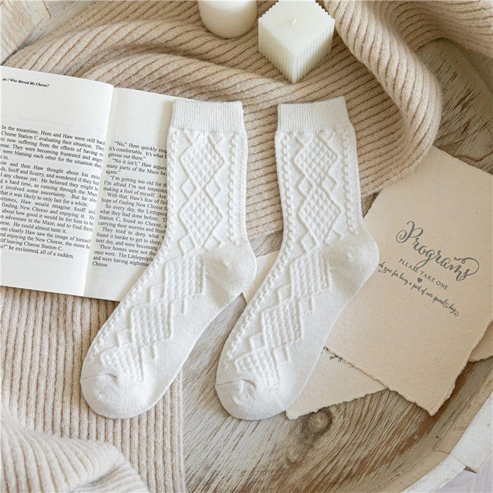 

Knit Thermal Soft Thick Vintage Winter Warm Long Socks Woman Solid Socks Cashmere Wool белый