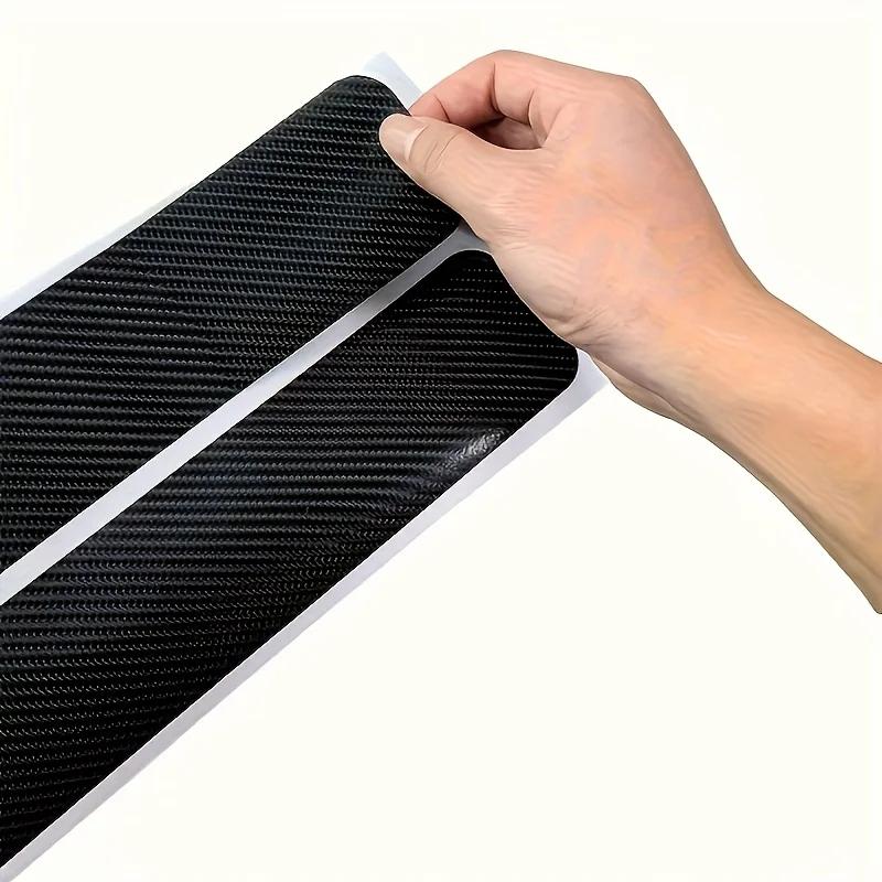 4 Pcs/Set Car Door Sill Protectors, Anti Scratch Carbon Fiber Auto Threshold Cover Strips,  Car Accessories (Black 3D)