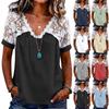 Ladies' Casual And Fashionable Short Sleeved Lace Patchwork Top