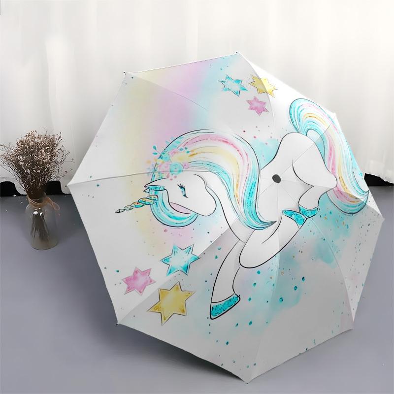 1 Stück Einhorn, Regenbogen-Thema, Hochwertiger Regenschirm, Automatisches Öffnen und Schließen, Multifunktionaler Regenschirm G0811168