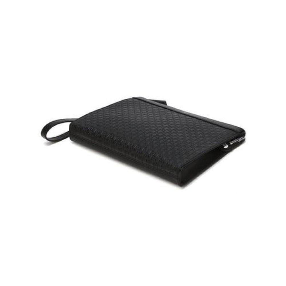 Daks Black Leather Clutch With Embossed Pattern Dbba4f481bk