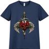 Dagger Rose T Shirt Angel Wings Gothic Tattoo Style Streetwear Graphic Tee