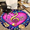 1pc Musical Notes Chair Carpet for Office, Round Polyester Mat, Indoor Decor for Office, Washable Non-slip Carpet yy251219105