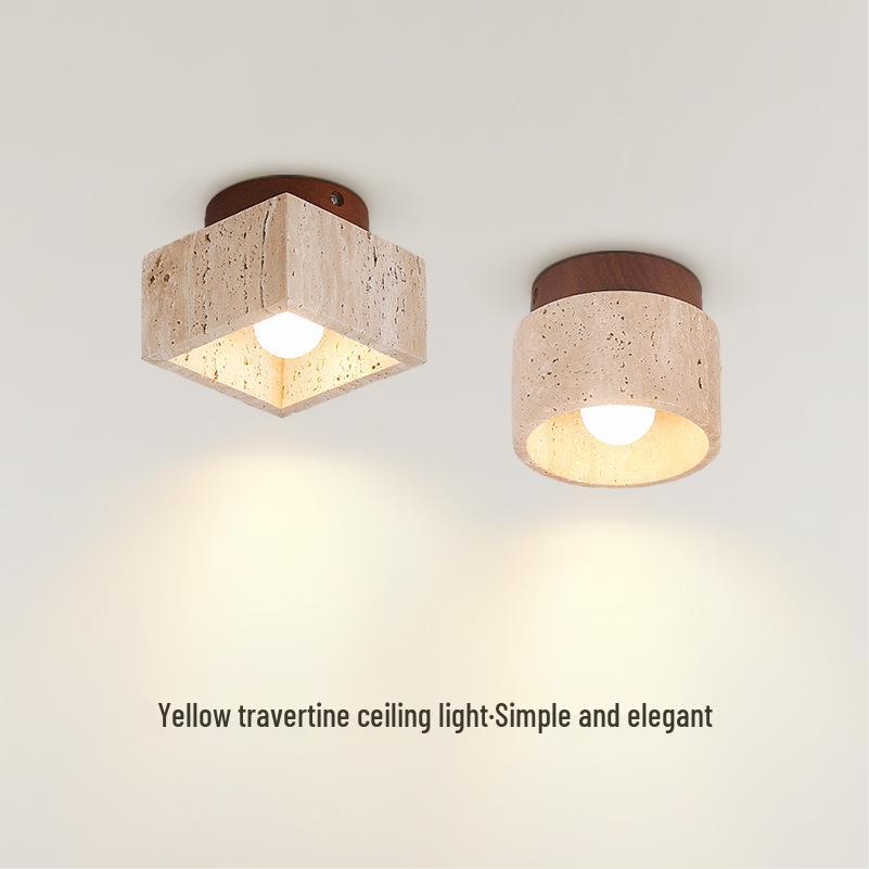 Japanische Wabi-Sabi Gelber Höhlenstein Deckenleuchte für Eingangsbereich oder Balkon