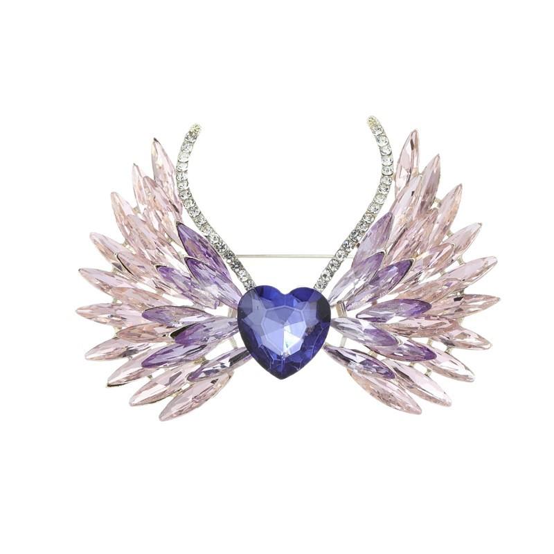 Gradual Change Crystal Love Angel Wings Wings Brooch Temperament Light Luxury Corsage Coat Suit Pin Accessories
