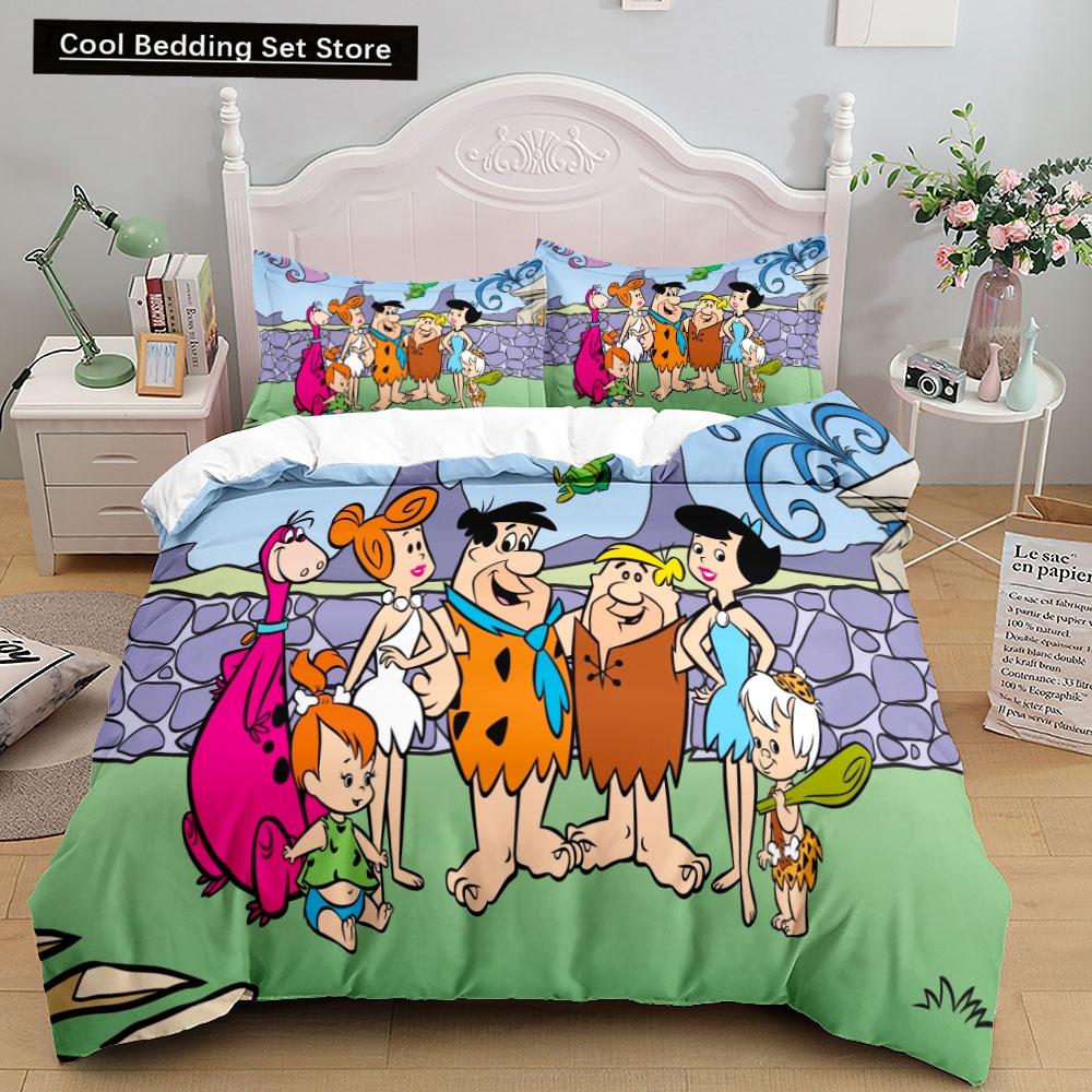 3D-Anime-Bettwäscheset „Die Flintstones“ in den Größen King, Queen, Doppel, Full, Twin und Single.