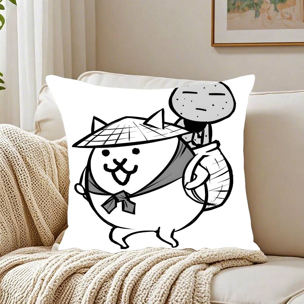 B-Battle Cats Anime Pillow Case Pattern Printed Pillowcase For Living Room Sofa Cushion Cover & Bedroom Decor