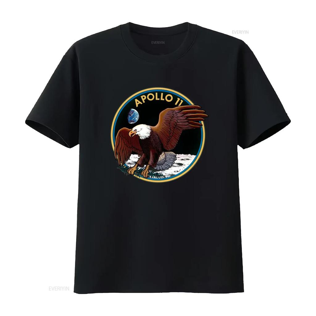 Apollo 11 Mission Patch Eagle Moon Earth T Shirt vintage Washed Versatile designer clothes Slightly Unisex