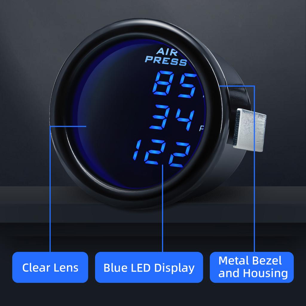 Digital Air Pressure Gauge Air Suspension Dual/Triple Display Air Pressure Guage with 2pcs/3pcs 1/8NPT Sensors Blue Backlight