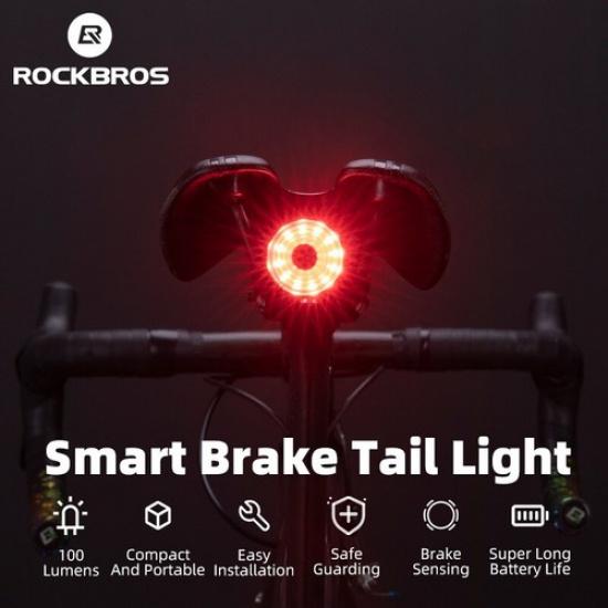 ROCKBROS Bike Smart Auto Brake Sensing Light LED Cycling Taillight Rear Light