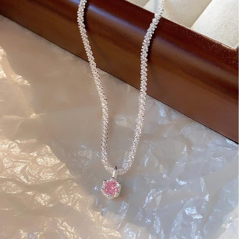 iF ME Shining Silver Necklace Zircon Pendant Chain Choker for Women Jewelry Accessories