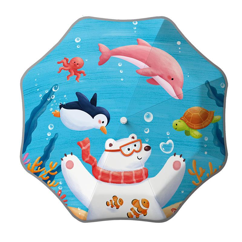Ring buckle children's umbrella, special umbrella for primary and secondary school students, weather and rain, safety rounded corner anti-puncture