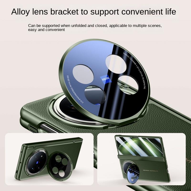 Leder mit Sichtschutz-Schutzglas-Hülle für VIVO X Fold 5 x Fold5 Federgelagerte Kameraabdeckung