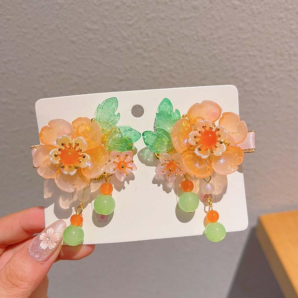 Fairy Hairpin Vintage Hanfu Headwear Traditional Cute Flower Hairpins Floral Colorful Tassel Hair Clips Cosplay