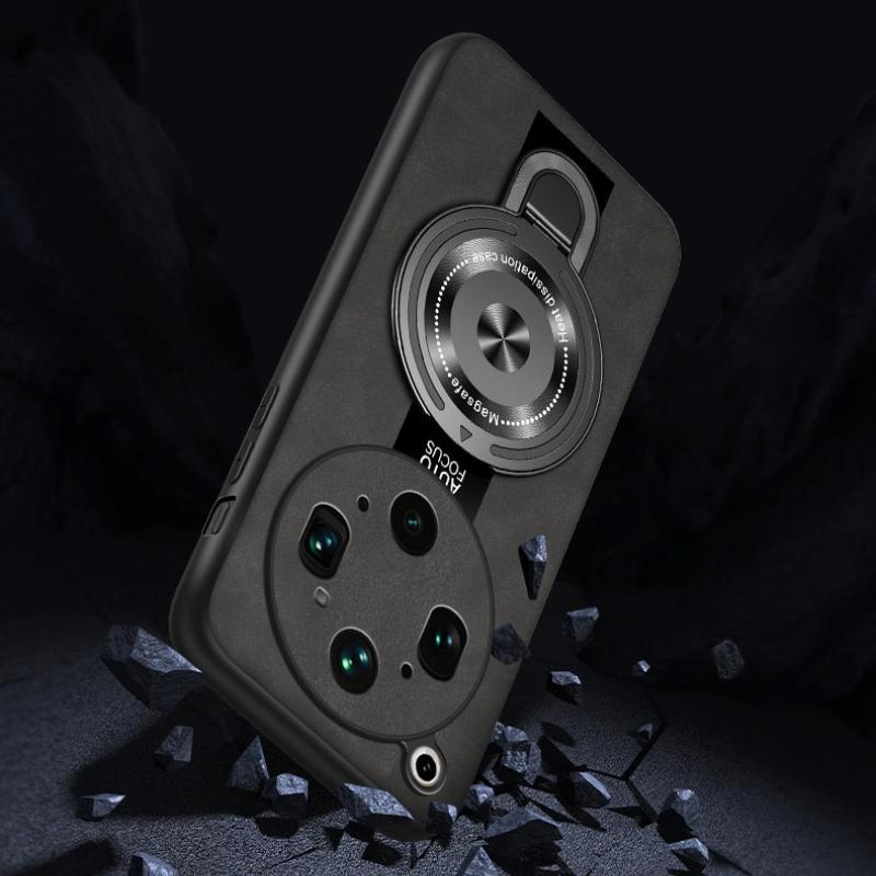 For OPPO Find X9 Ultra Wireless Charging Magnetic Ring Holder Phone Case For Find X9Ultra Soft Frame PU Leather Shockproof Cover