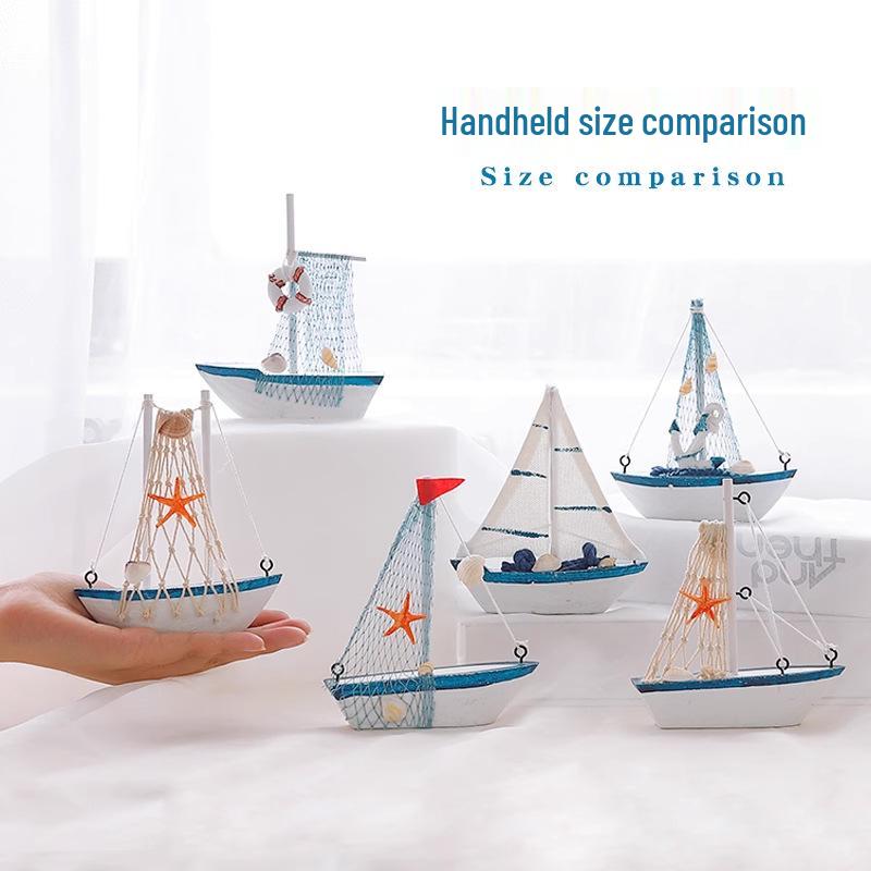 Solid Wood Sailboat Ornaments: Mediterranean Table Decorations & Creative Photography Props
