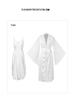 Sottoveste Camicia da Notte in Raso Bianco con Pizzo, Gonna Lunga Trasparente e Vestaglia