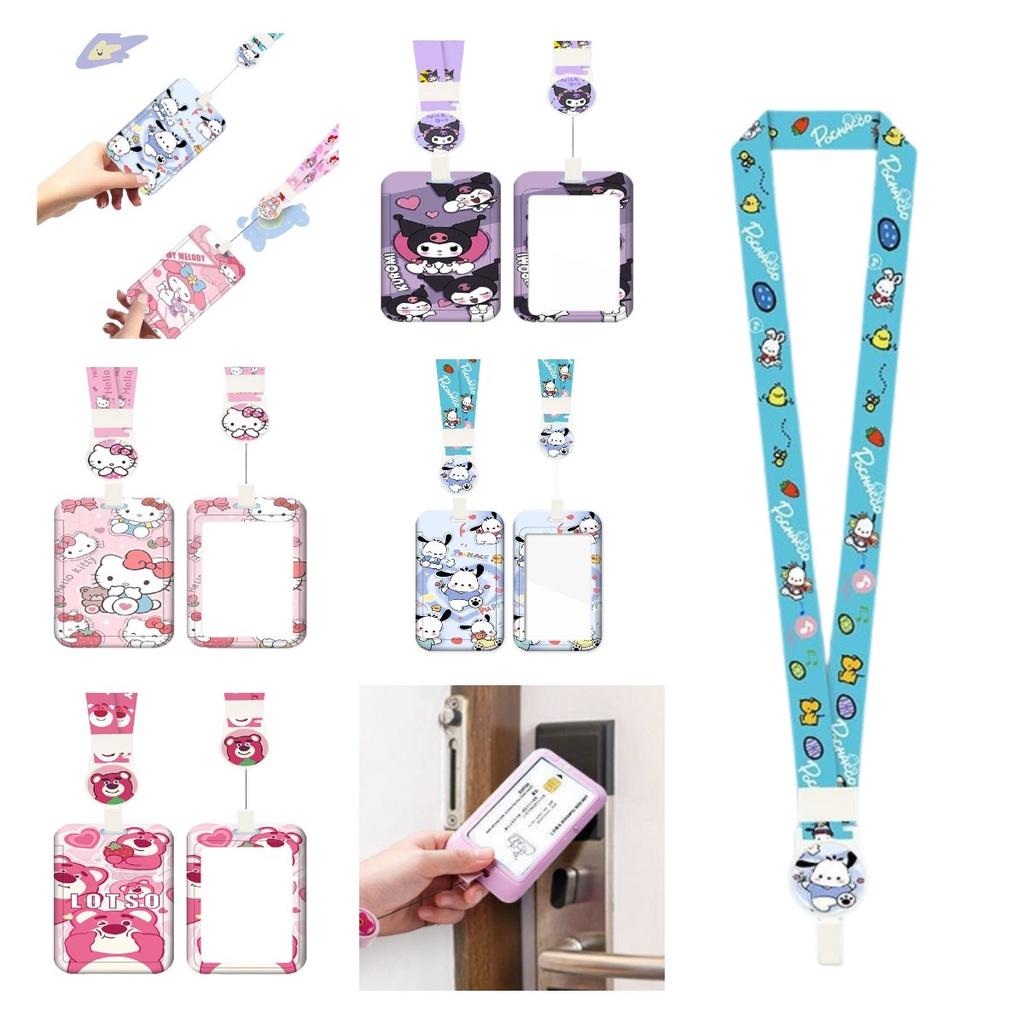 Cute Cartoon Id Card Holder With Retractable Lanyard For Work, School, And Travel
