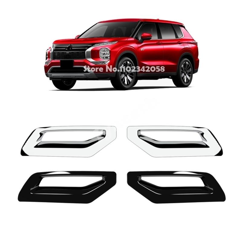 Für Mitsubishi Outlander 2025 2026 ABS Chrom Schwarz Hinterer Stoßfänger Nebelschlussleuchte Lampen-Zierrahmen Auspuffrohr Luftauslass-Zierleiste