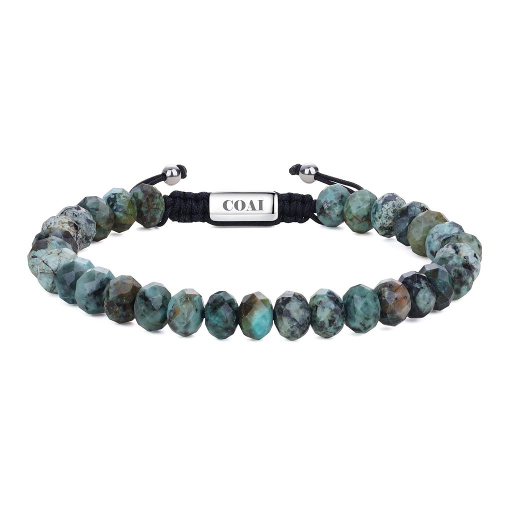 Bracciale Koai 8mm Turchese Africano Regolabile Pietra Potente per Uomo