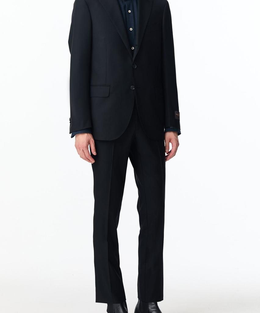 Man On The Boon Notched Lapel Basic Suit Jacket_Black 4714351007