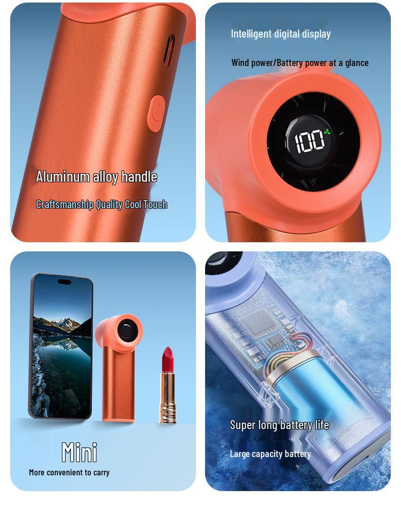 Portable High-Speed Mini Fan with LED Display and 100 Adjustable Speeds