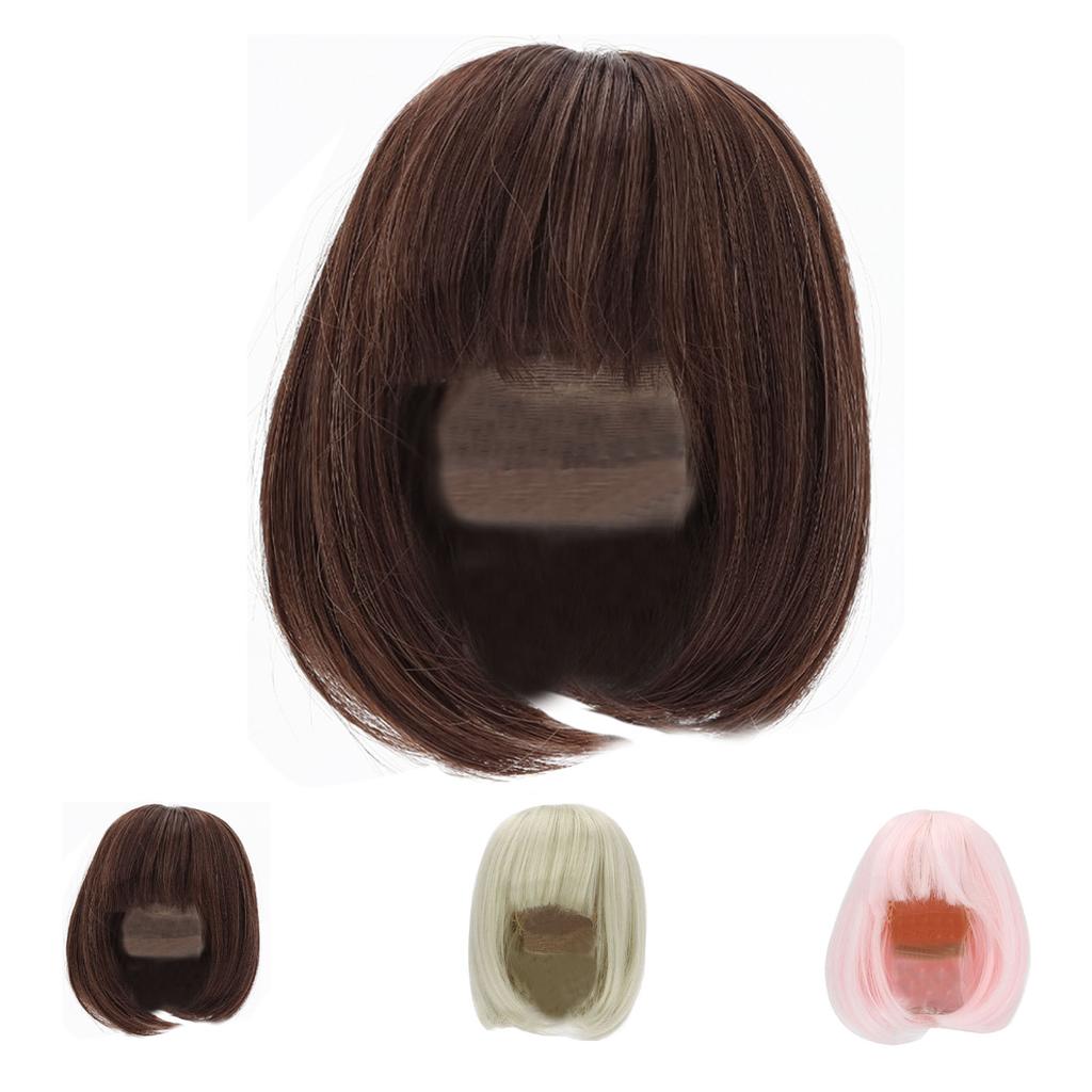 Doll Wig Straight Bang Shoulder Length Short Hair Soft Fiber Easy Cutting for 1/3 BJD