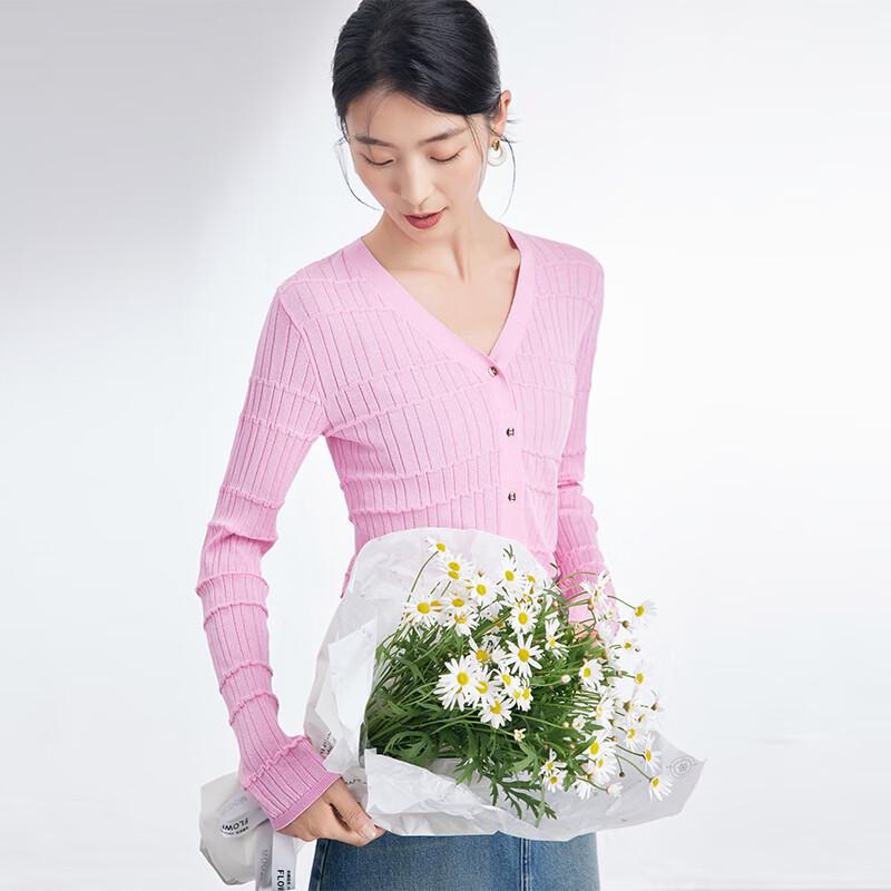 JOY SPEAKER Women's V-Neck Textured Knit Long Sleeve Top