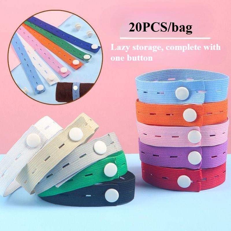 

20 шт. Регулируемые эластичные ленты для хранения с застежкой-кнопкой - Эластичные, многоразовые и экономящие место