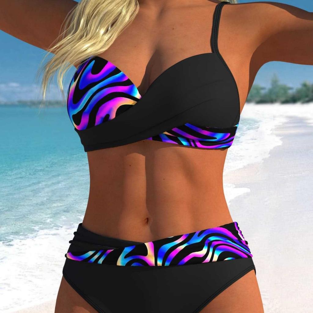 1011 Europejski i amerykański nowy bikini z paskami trójkątna torba podzielony strój kąpielowy nowy