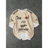 Men'S Retro Racing Pattern Short Sleeve T-Shirt - Breathable Polyester, Chicago Street Style Logo Design