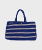 Slowslowly Moroccan Handmade Crochet Stripe Wide Tote Bag _ Blue