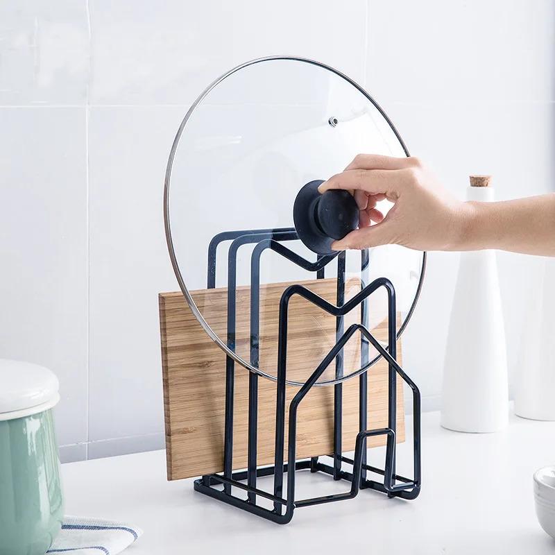 1pc Kitchen Cabinet Organizers for Pots Pans Expandable Stainless Steel Pot Lid Storage Rack Cutting Board Drying Cookware Shelf