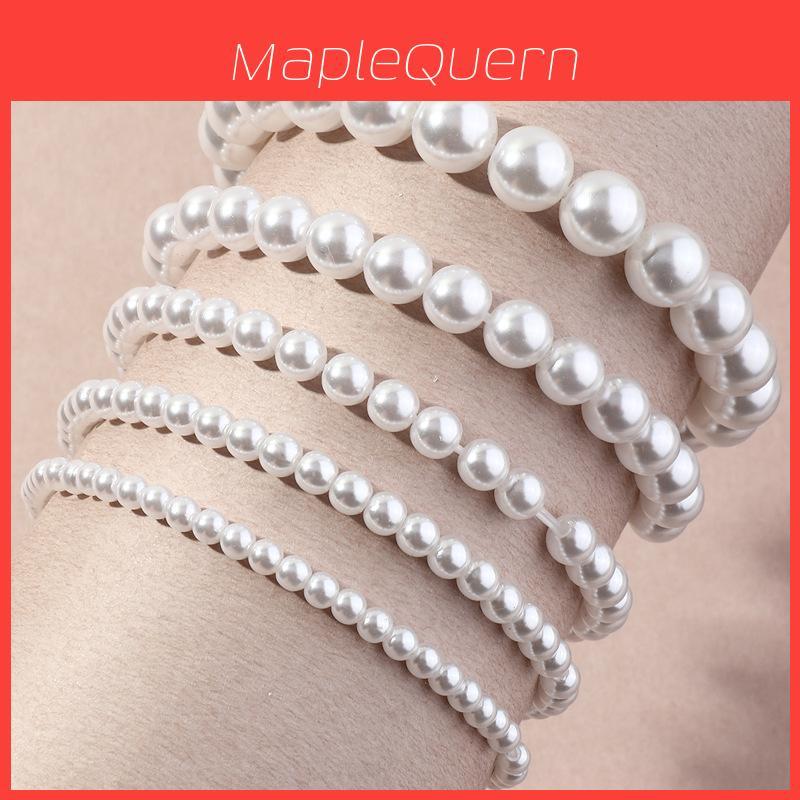 Fashion Pearl Bracelet For Women With Multilayer Elastic Line Hand Chain Gift For Travel Souvenir