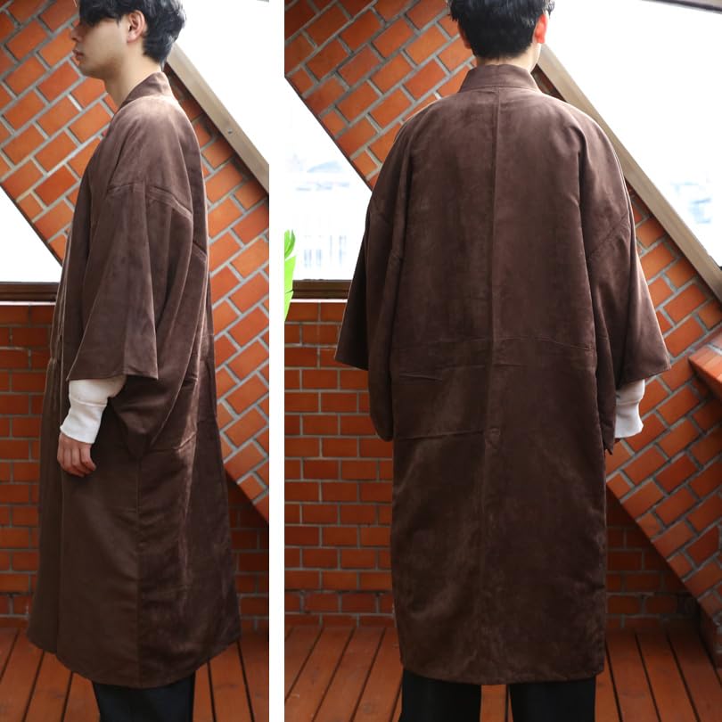 Suede Coat for American Camel L 8(eight) Men, Haori, Kimono, Streetwear, Casual,