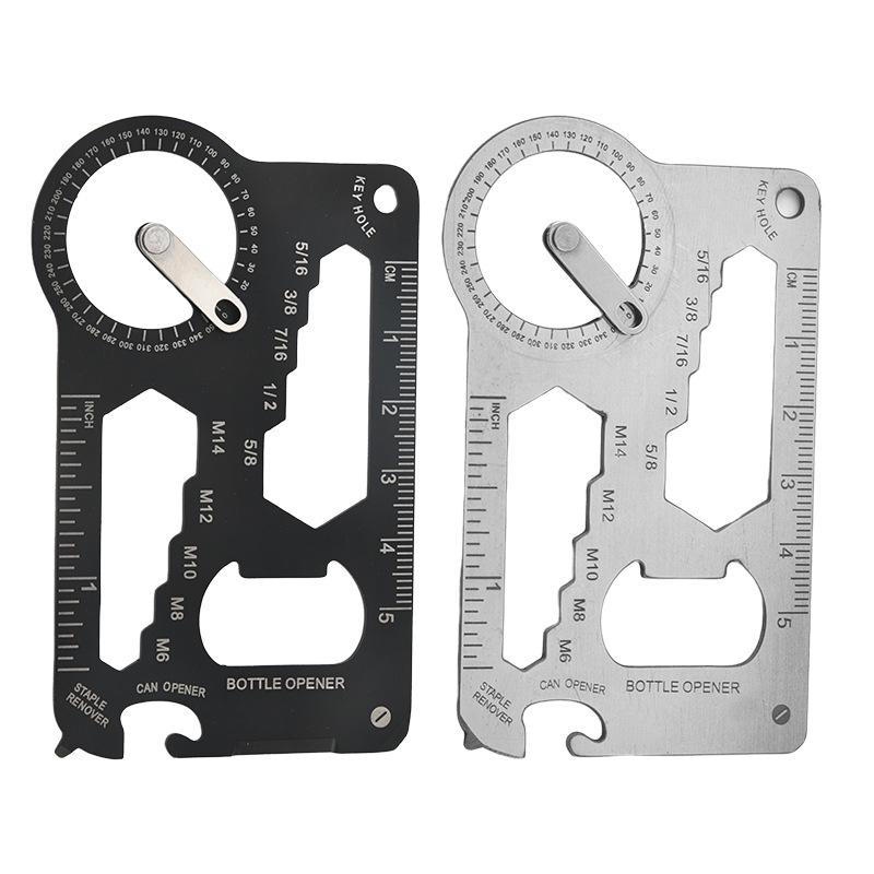 Outdoor Survival Multifunction Tool Card: Protractor, Ruler, Knife & Universal Opener