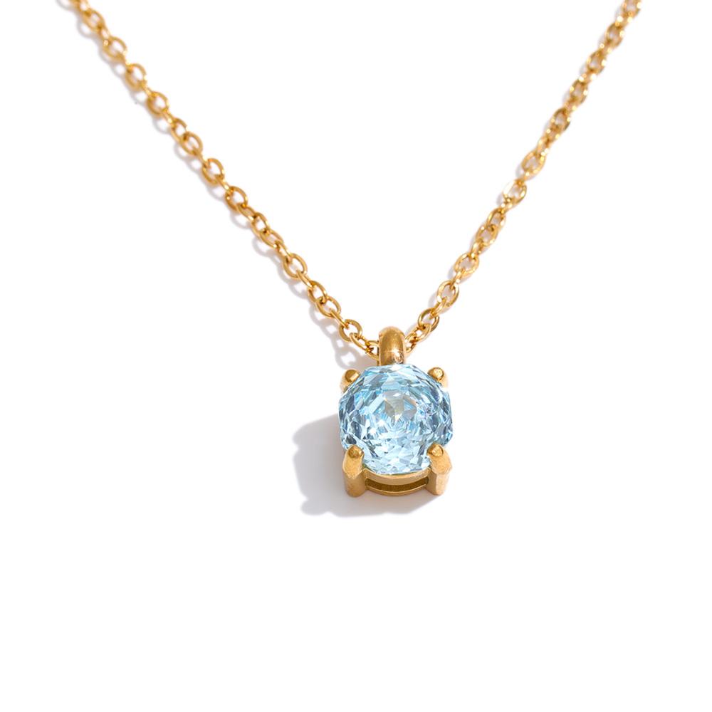 Yhpup Stainless Steel Rose Flower Shape Cutting Zirconia Drop Necklace Shiny Delicate Korean Jewelry Wholesale