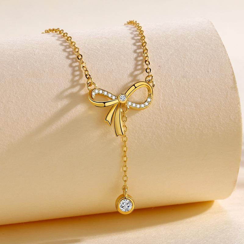Bow Tassel Necklace Women'S Fashion Light Luxury Temperament Versatile Ins Cold Style Necklace Gift Women Premium