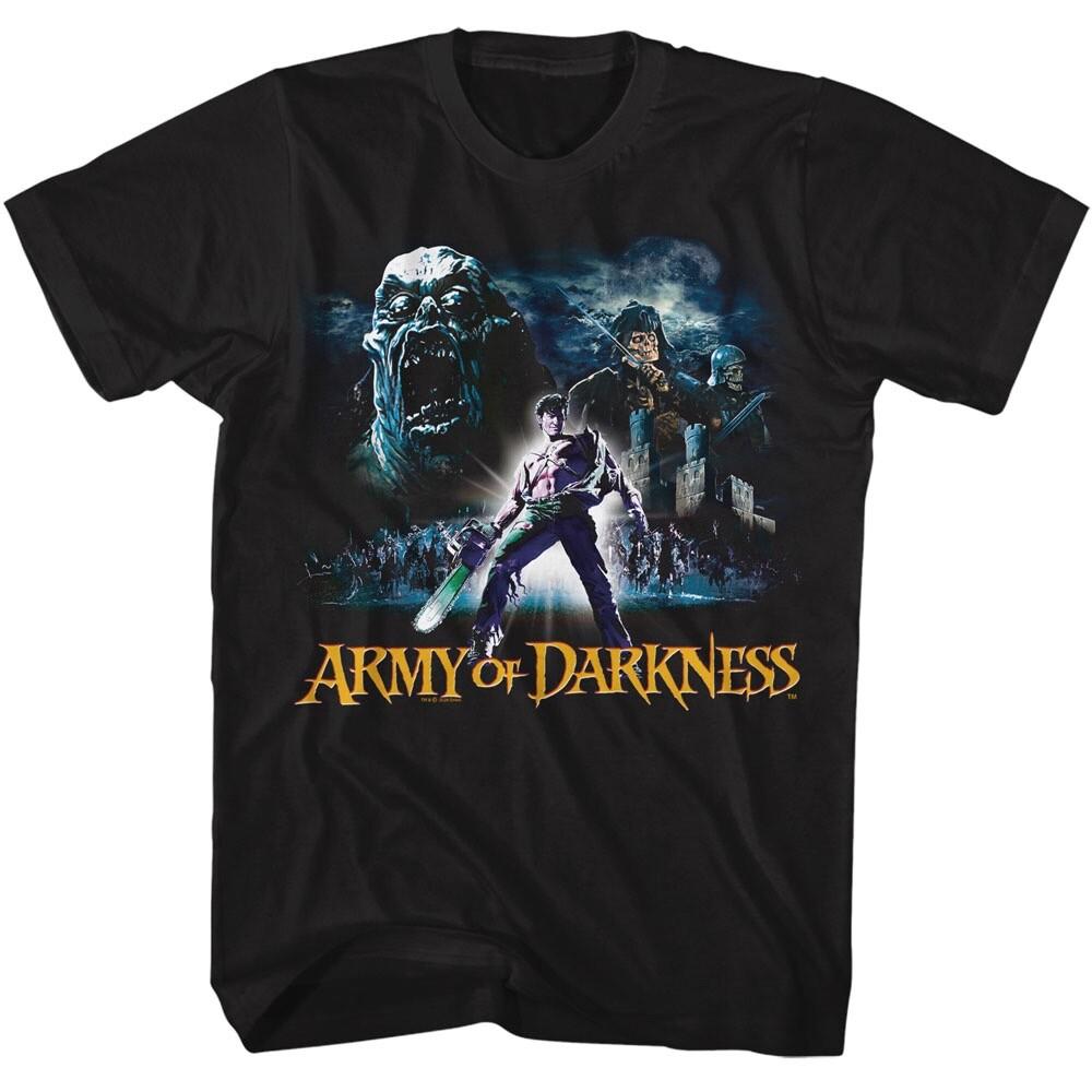 

Army Of Darkness Movie Adult T Shirt Ash Williams NIGHT SKY New Official Black Unisex T-Shirt S