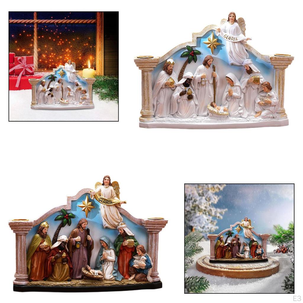Christmas Nativity Scene Figurine Set Birth of Jesus Resin Figure Religious Decor