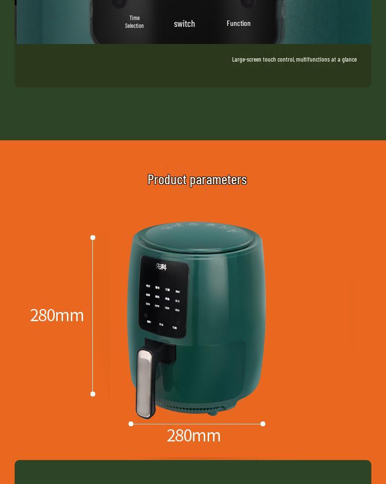 Xianke Smart Touch Large-Capacity Smokeless Air Fryer