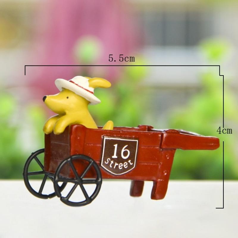 

Cartoon Resin, Two Little Dogs on A Stroller, Micro-landscape Gardening, Flower Arrangement Props, Shooting Dolls, Table Decorations Trolley puppy
