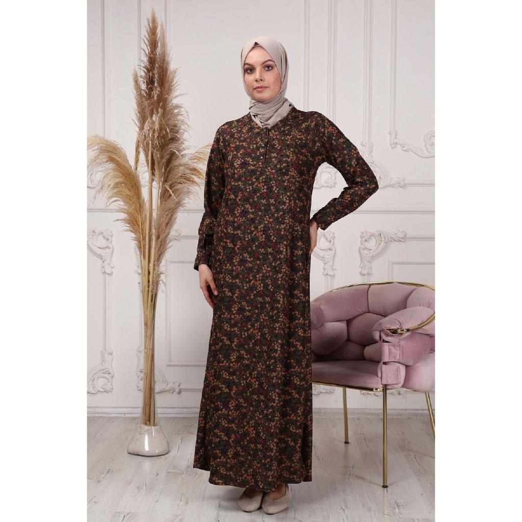 Winter Fabric Floral Patterned Hijab Dress