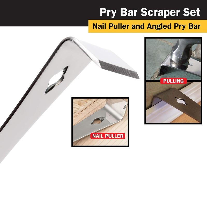 Latest Models Stainless Steel Pry Bar Scraper, 10 Inch Long, Pry Tool, Scraper and Pry Bar, Metal Pry Tool, Flat Pry Bar